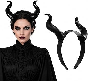 Artibetter Halloween Black Devil Horns Headband, Cosplay Horn Hair Hoop, Party Horns Headpiece, Large Horn Headband