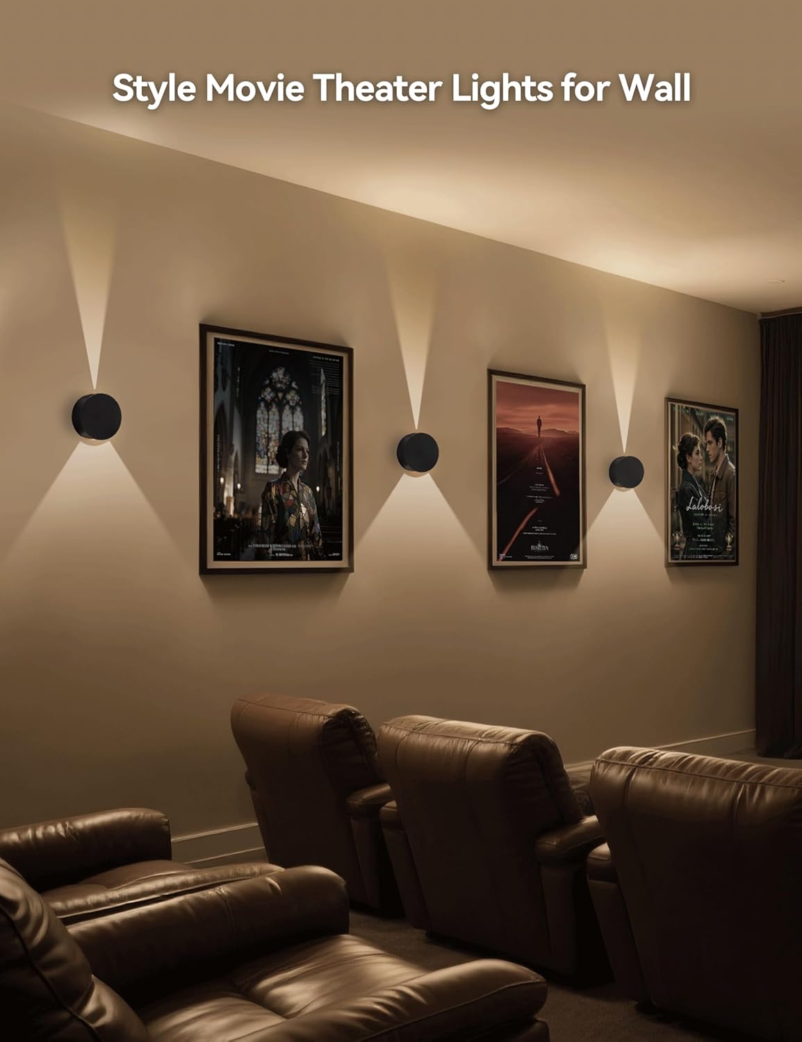 Tubicen Small Wall Sconces Set of 2, DIY Light Beam Movie Theater Sconces Wall Lighting, 6W 3000K LED Dimmable Up Down Wall Lights for Living Room Bedroom Stairway, Black (Hardwired)