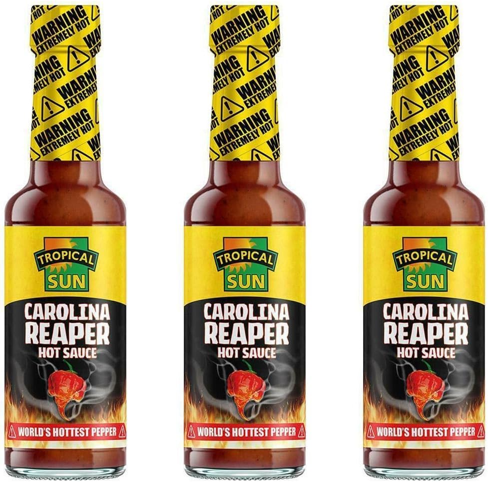 Carolina Reaper Hot Sauce - Made with World's Hottest Pepper, 148ml (Pack of 3)