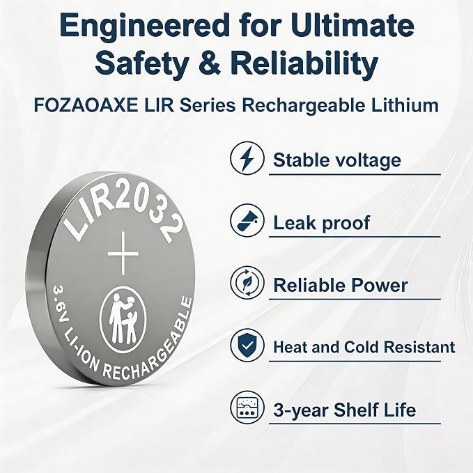 Batería recargable LIR2032 3.6V 5 unidades miniatura 4