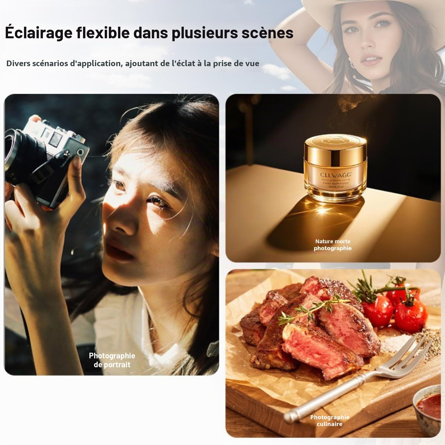 LENSGO 40SHB 40W Lampe d'appoint rétro, Double température de Couleur 2700K–7000K, LED Portable pour Appareil Photo Smartphone, IRC élevé ≥96, luminosité réglable de 0 à 100%.
