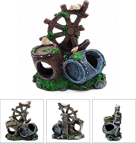 Miniatura 5 de Mipukbay Decoraciones de acuario florero roto roca agua dulce pecera decoración cueva oculta para cíclidos betta peces jardín estanques adornos