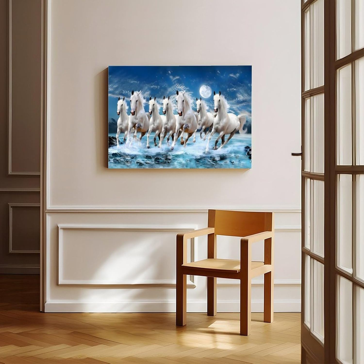 Seven Lucky Running Wild Horses Wall Art Animal Posters 7 Horses Running Painting 01 Canvas Poster Bedroom Decor Sports Landscape Office Room Decor Gift Frame-style Frame-style08x12inch(20x30cm) - Image 8