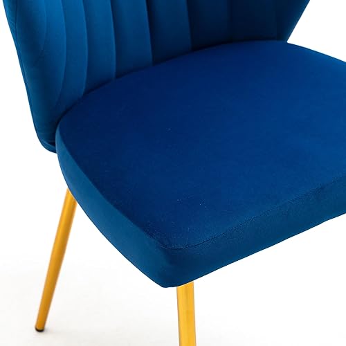 Miniatura 6 de Sillas de comedor de terciopelo de 2 piezas, diseño moderno con patas de metal dorado y tapicería copetuda, perfectas para comedor, cocina, tocador,