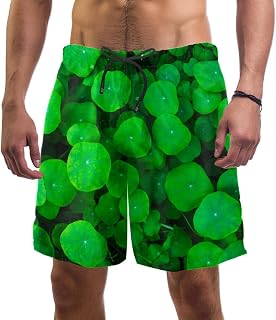 Traje de baño para hombre, de secado rápido, con forro de malla, color verde y hojas de trébol natural, Multi color, One Size-X-Large