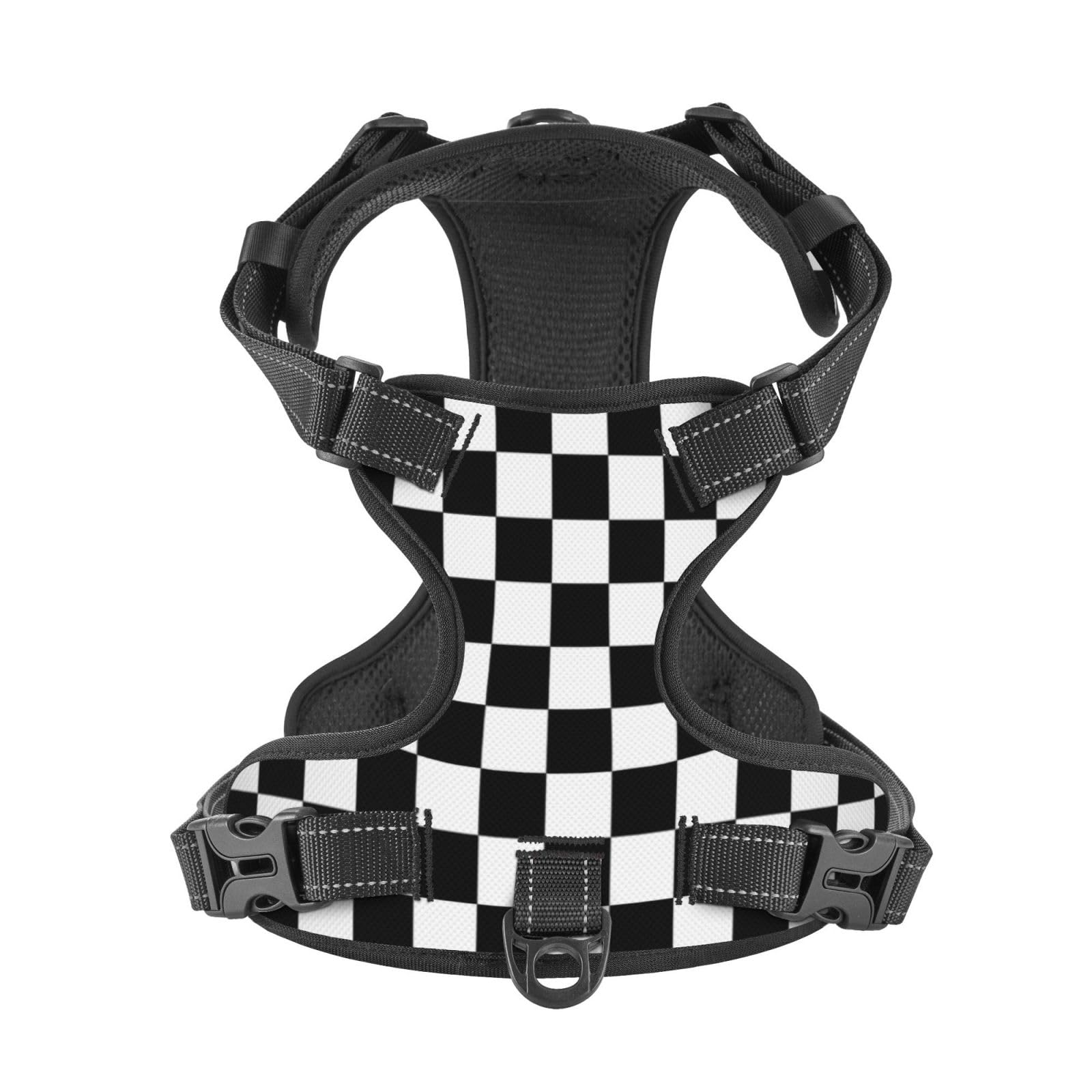 Black White Plaid Reflective Dog Harness No Pull Soft Vest Harness for Small Medium Large Dog Puppy Pets X-Large Size
