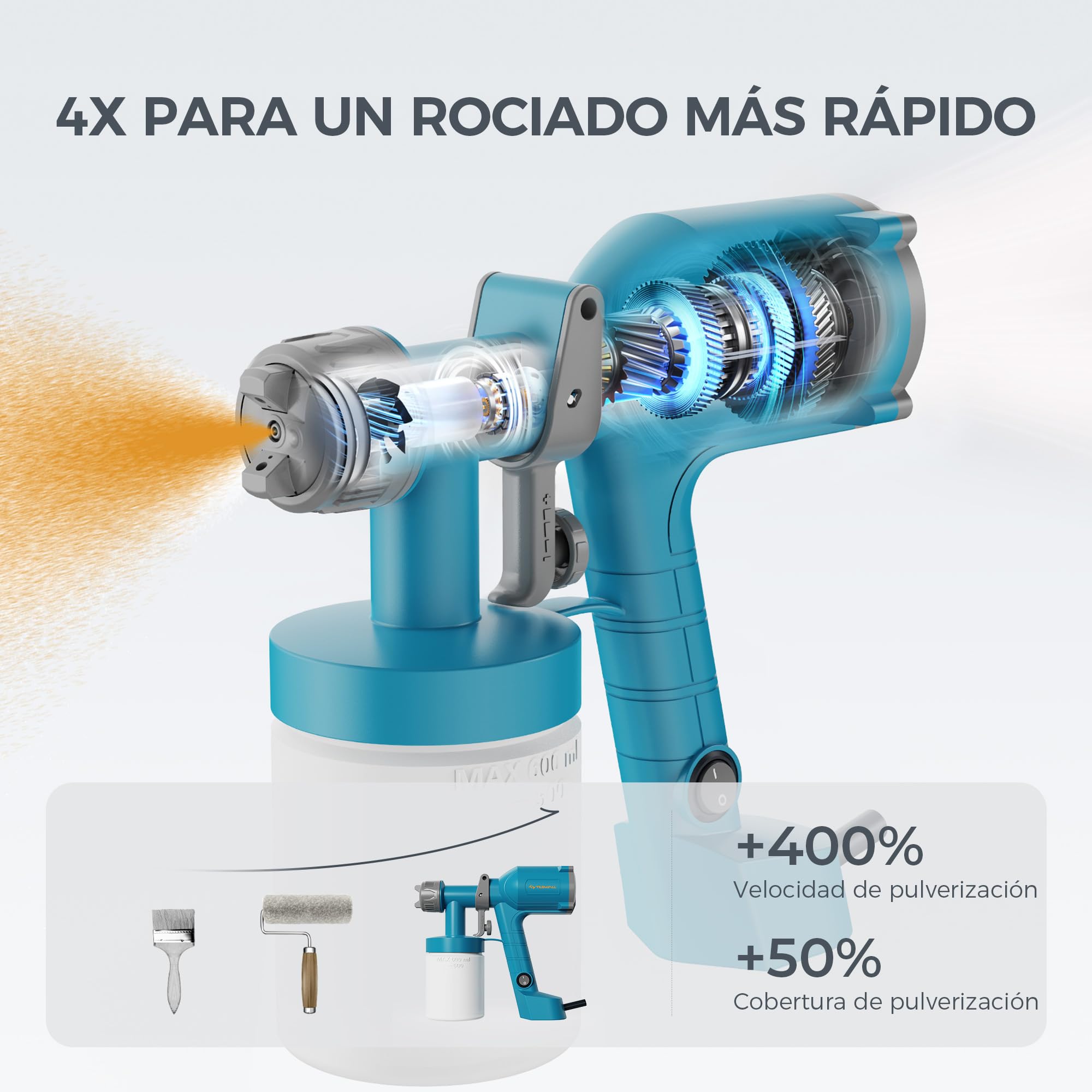 Tilswall Pistola Pintura Eléctrica Dreamer400 con Cable Depósito 600ml