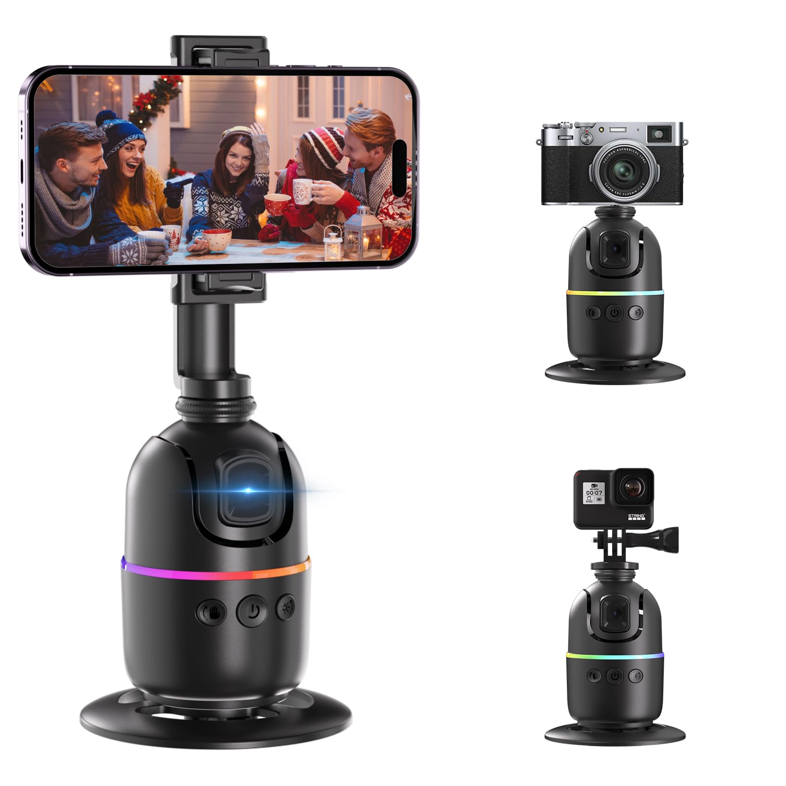 Auto Face Tracking Phone Holder for Phone, GoPro, Compact Camera, 360° Rotation Auto Tracking Mount Compatible with Tripod, Rotating Stand for iPhone for Vlog, Streaming, Video, FaceTime, TIK Tok-image-30