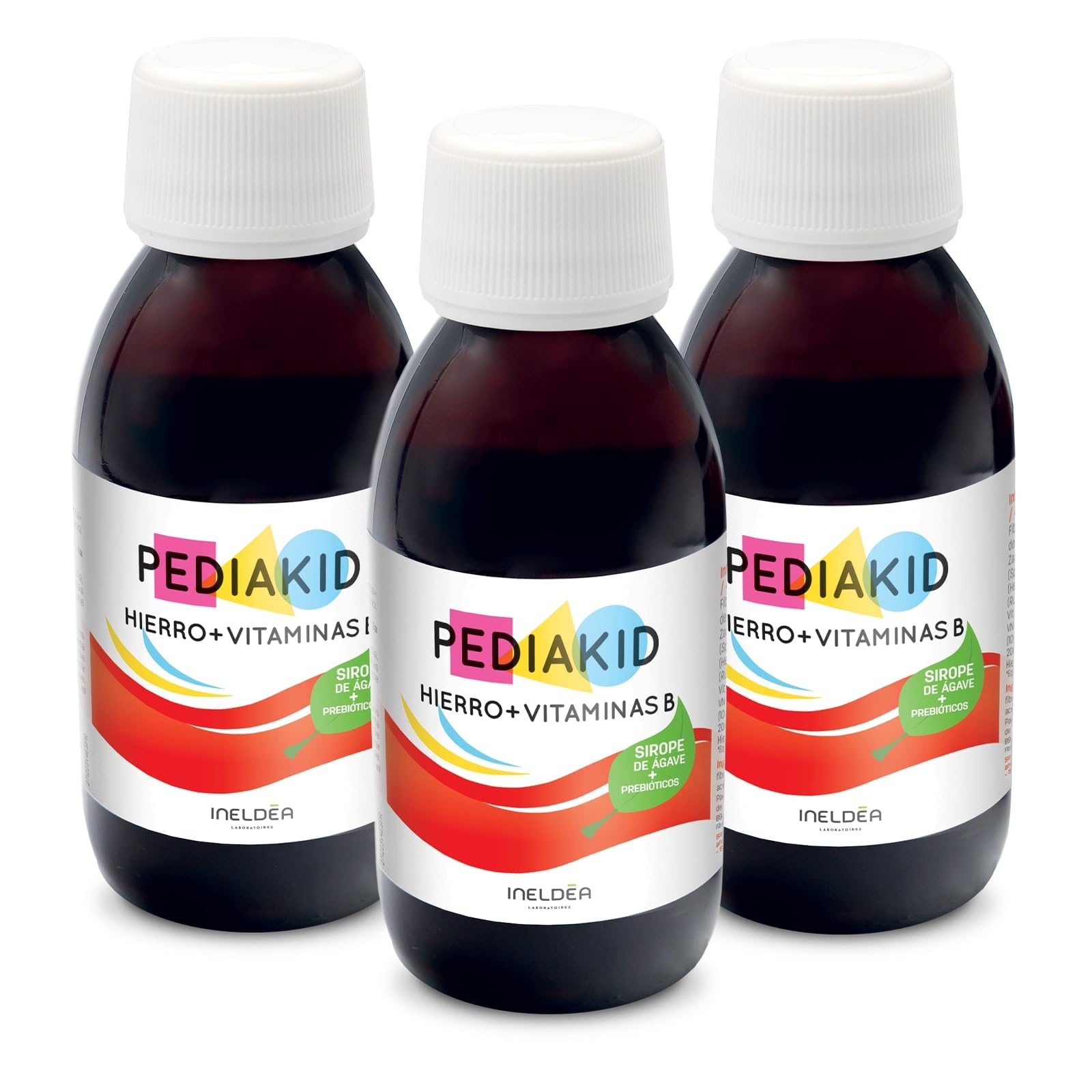 PEDIAKID - Hierro + Vitaminas B - Complemento alimenticio - Fórmula Exclusiva a base de Sirope de Agave - Optimiza el consumo de hierro - Ayuda a reducir la fatiga - Sabor plátano - Lote de 3
