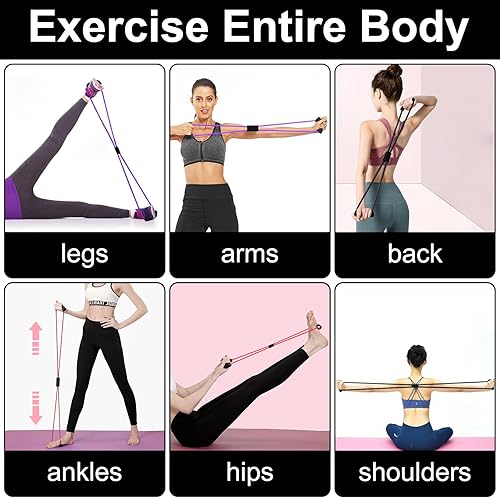 Miniatura 7 de Figura 8 bandas de resistencia de fitness con asas, bandas elásticas de ejercicio para mujeres, brazo, hombro, espalda, pierna, estiramiento de