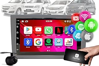 Kit Central Multimídia Android 12 Aparelho de Som Pra Carro Mp5 Automotivo 2 Din Tela 7 Polegada de Vidro, Display Colorido Função Multi Tela, 2Gb Ram e 32gb de Memória interna, Entradas Para Câmera Frontal e Traseira, Carplay Wi-fi Bluetooth Gps Integrado Mais Aplicativos Como Spotify Waze Youtube WhatsApp + Moldura Painel Contra Frente Gm Chevrolet Corsa 2002 a 2011, Meriva 2003 a 2011, Montana 2003 a 2011, Vectra Gt 2005 a 2011 + Câmera de ré Borboleta (Prata)