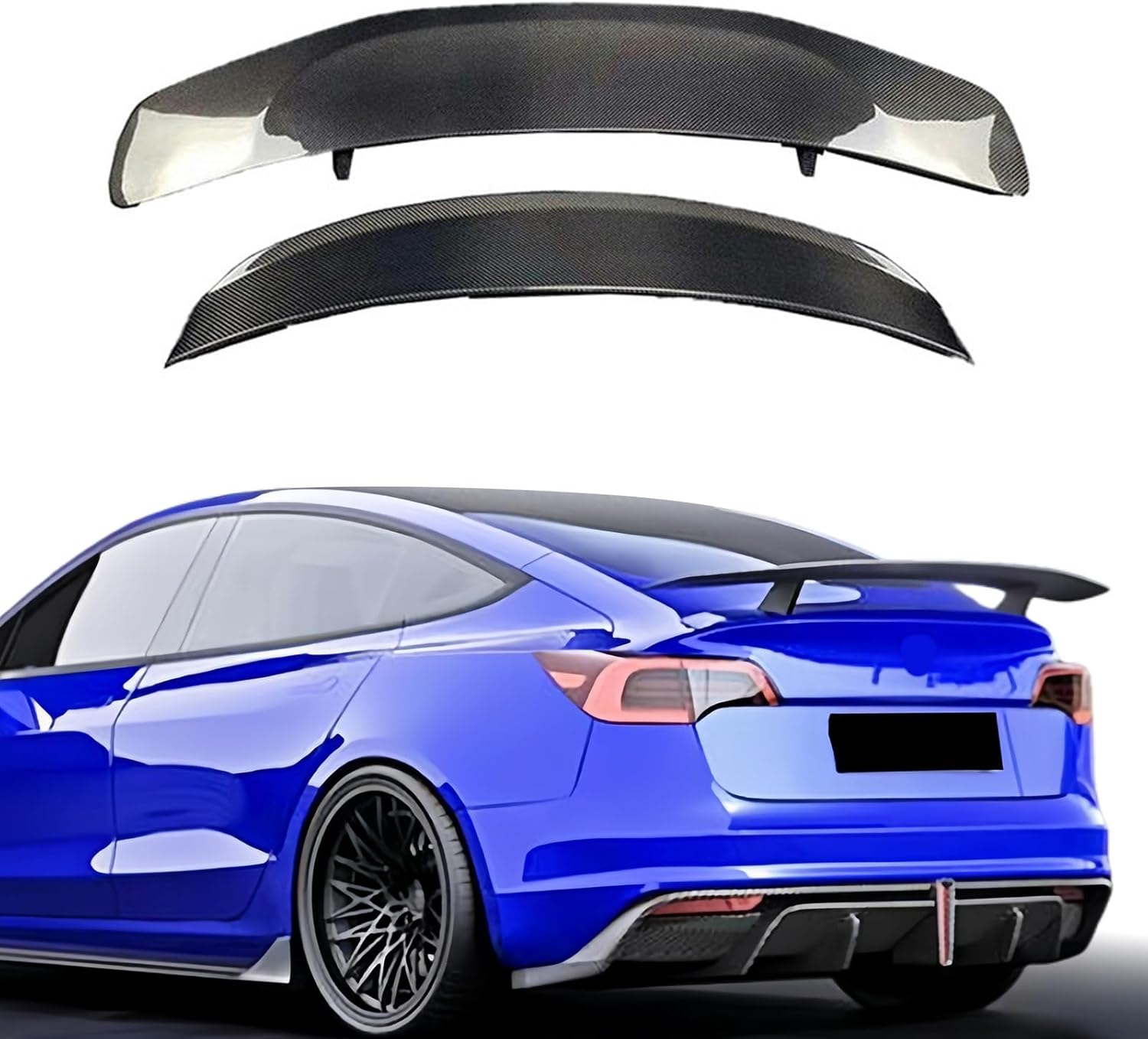 Carbon Fiber Rear Wing Spoiler Compatible with Model 3 2018-2021 Rear Trunk Lip Spoiler Wing Vehicle Body Styling Kit