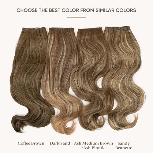 Miniatura 2 de SARLA Extensión de cabello en aureola, de color castaño, largo, sintético, postizo de cabello ondulado, de 18pulgadas, 4.2oz, con diadema ajustable