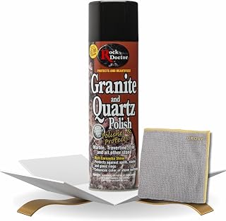 Rock Doctor Granite Polish Spray 18 oz Bundle with Microfiber Cloth - Restores Shine and Protects Granite, Marble, Quartz, and Stone Surfaces with Water-Resistant Coating - (2 Items)