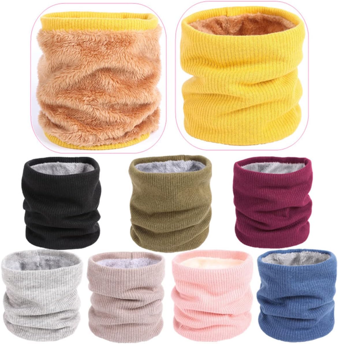 COLLBATH 2pcs Double-layer Cold Protection Scarf for Winter Windproof Neck Warmer Circle Collar Classic Green Soft and Comfortable Design for Outdoor Activities