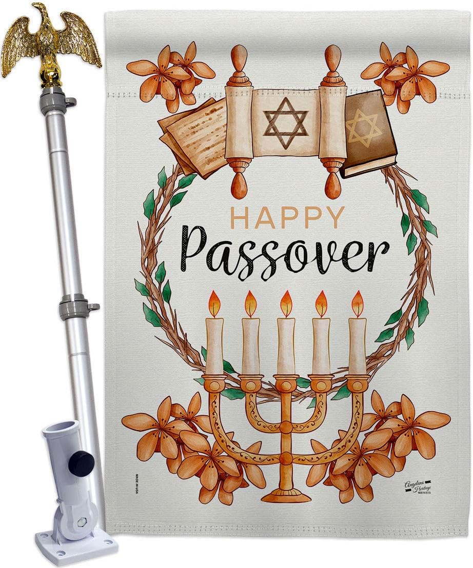 Passover House Flag Religious Wine Celebration Festival Holiday Jewish Hanukkah David Small Decorative Gift Yard Banner Made In USA 28 X 40