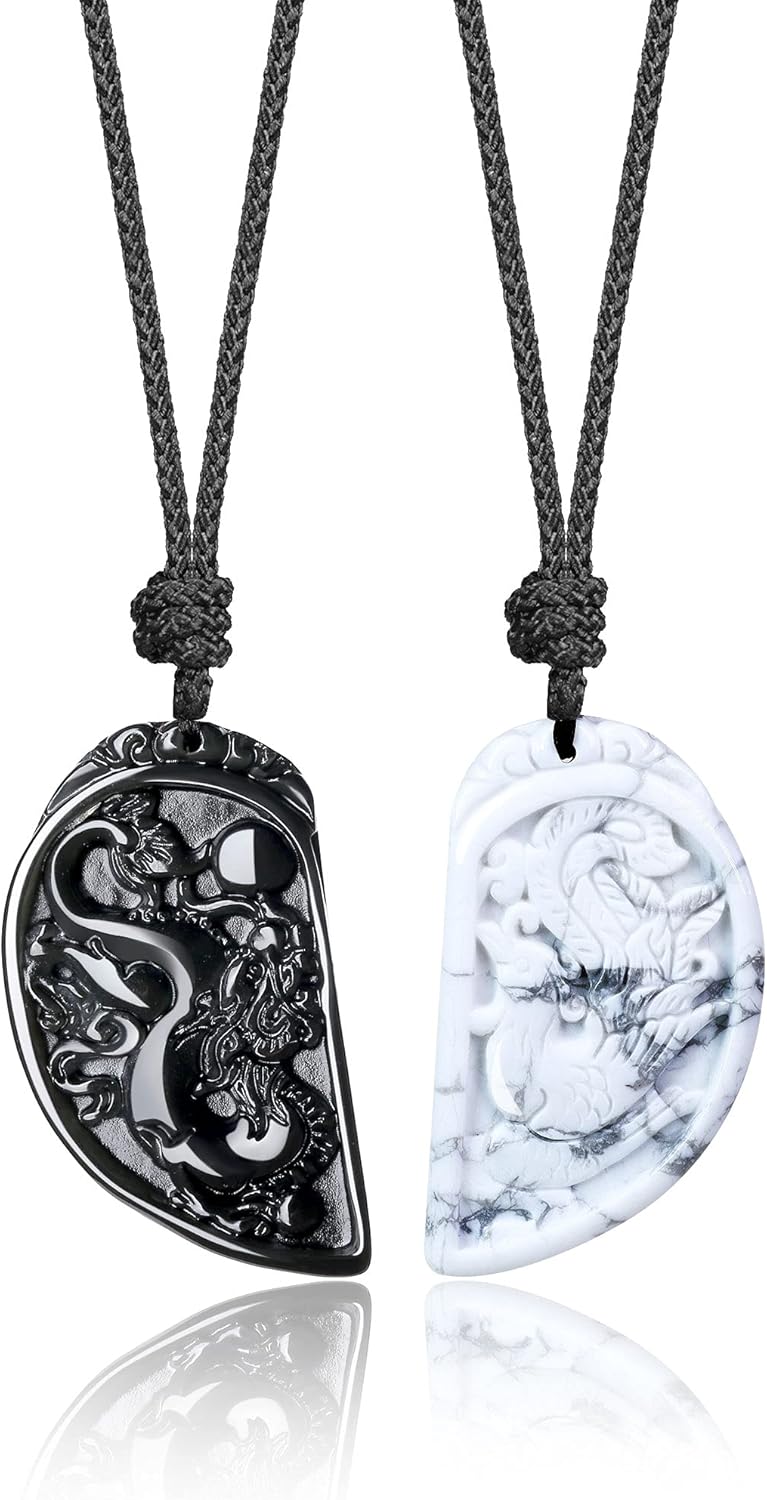 COAI Genuine Stone Phoenix Dragon Matching Couple Necklaces