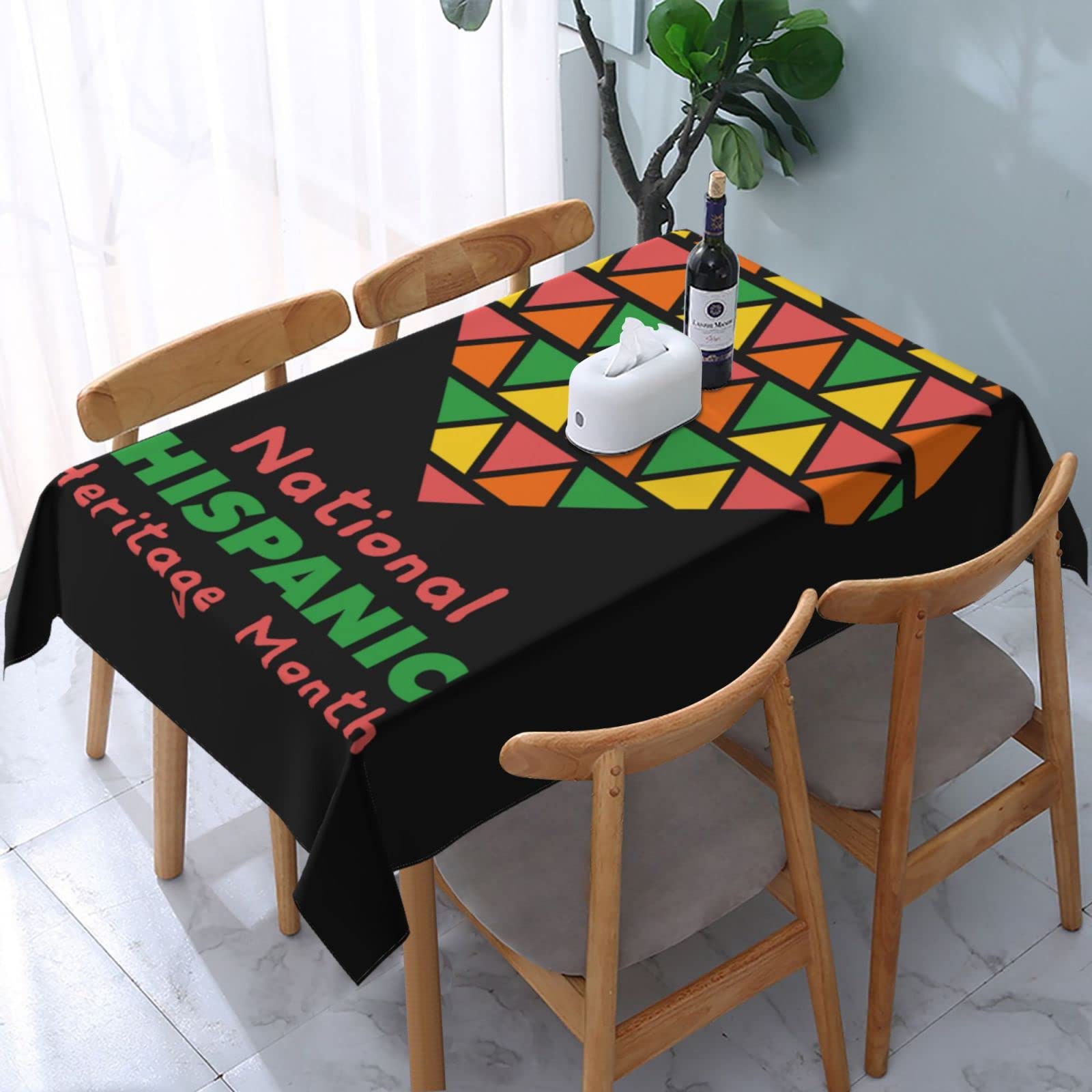 JunHeArt National Hispanic Heritage Month Tablecloth Rectangle Table Cover Washable Table Cloths Decor For Kitchen 54" X 72"