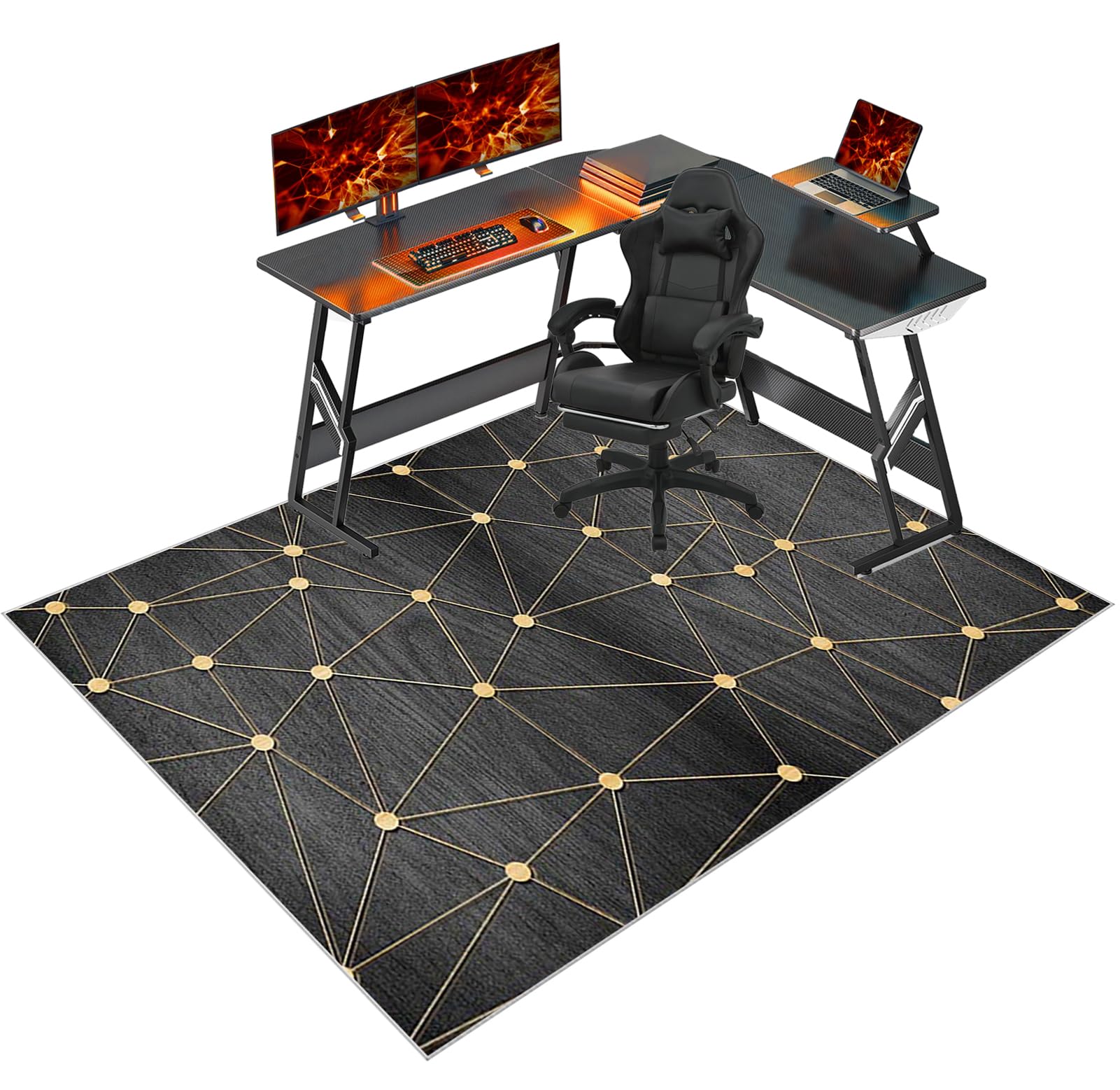 Heavy Duty Office Chair Mats for Carpeted Floor, Computer Floor Mat for Hardwood Floors, Large Anti-Slip Desk Chair Mat, Home Multi-Purpose Low-Pile Carpet, Rolling Chairs Glides Easily 80 x 120 cm