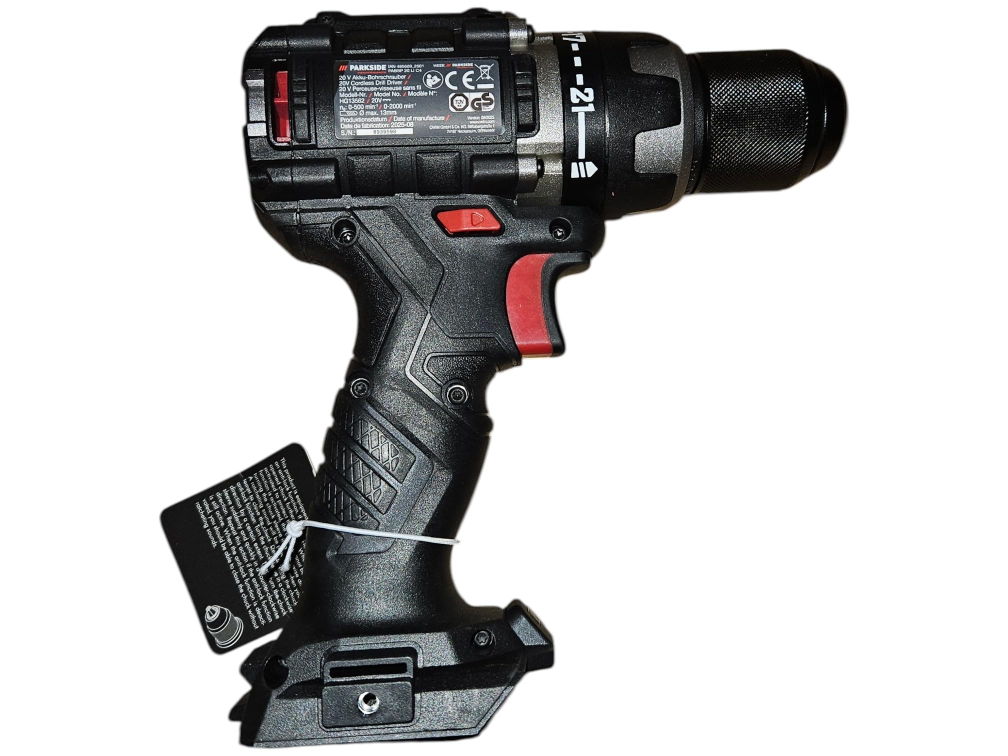 PARKSIDE PERFORMANCE wiertarko-wkrętarka akumulatorowa PABSP 20 Li X20V, bezszczotkowa, LED, 60 Nm (w walizce transportowej, bez akumulatora i ładowarki)