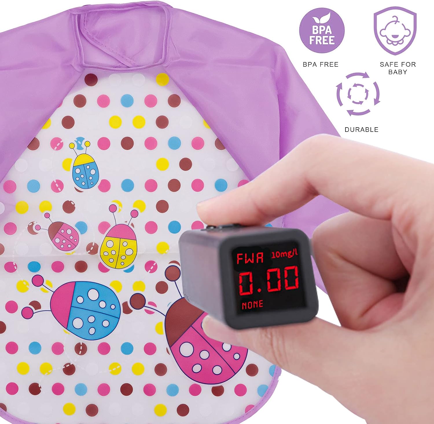 Baogaier Bibs with Sleeves Baby Waterproof Weaning Toddler Bib Long Sleeves Washable 4 PCS Plastic Eating Feeding Nursling Playing Painting Easy Clean Animal EVA Rabbit Strawberry Giraffe Ladybug - Image 5