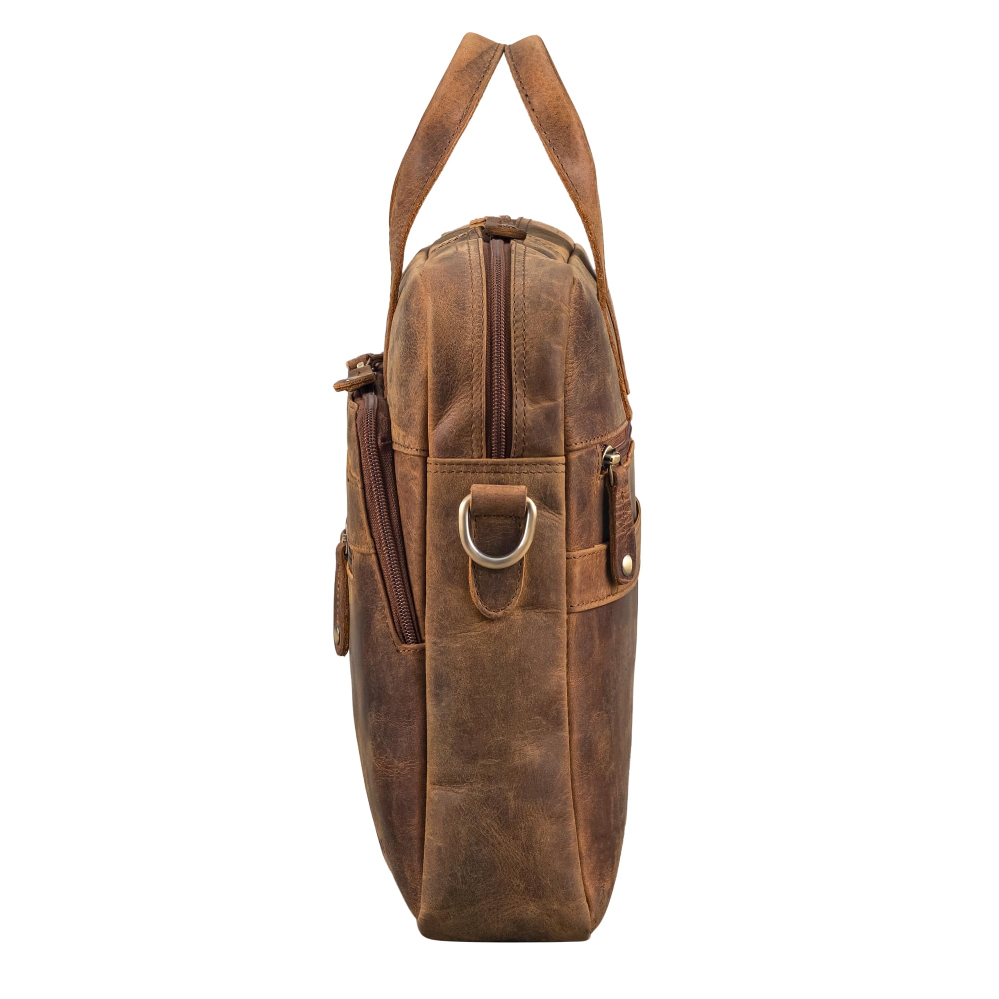 ROYALZ 'Lexington' borsa a tracolla moderna in vera pelle uomo donna medio-grande - borsa piatta in pelle per laptop 13-14,5 pollici da portare a tracolla