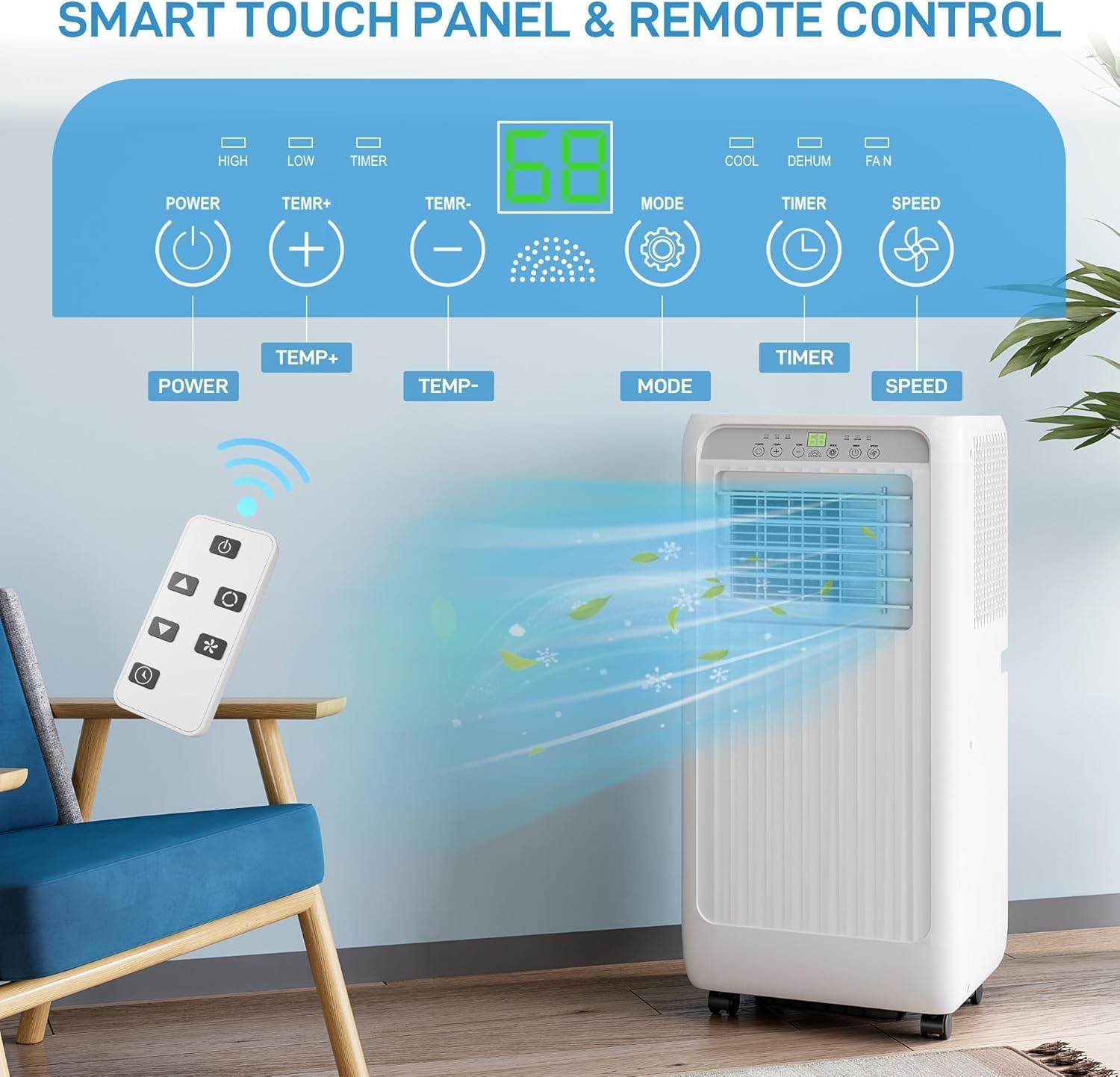 Portable AC Smart Touch Panel and Remote Control