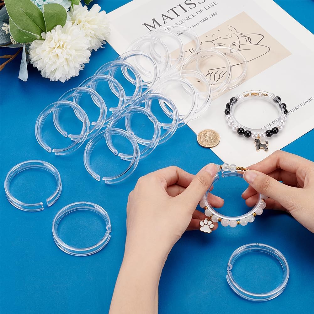 PH PandaHall 20pcs Clear Acrylic Bracelet Displays Stands, 2.4inch Round Bangle Rack Transparent Bracelet Holder Stand Shelf Jewelry Holder Bangle Stand Holders Organizer for Selling Storage