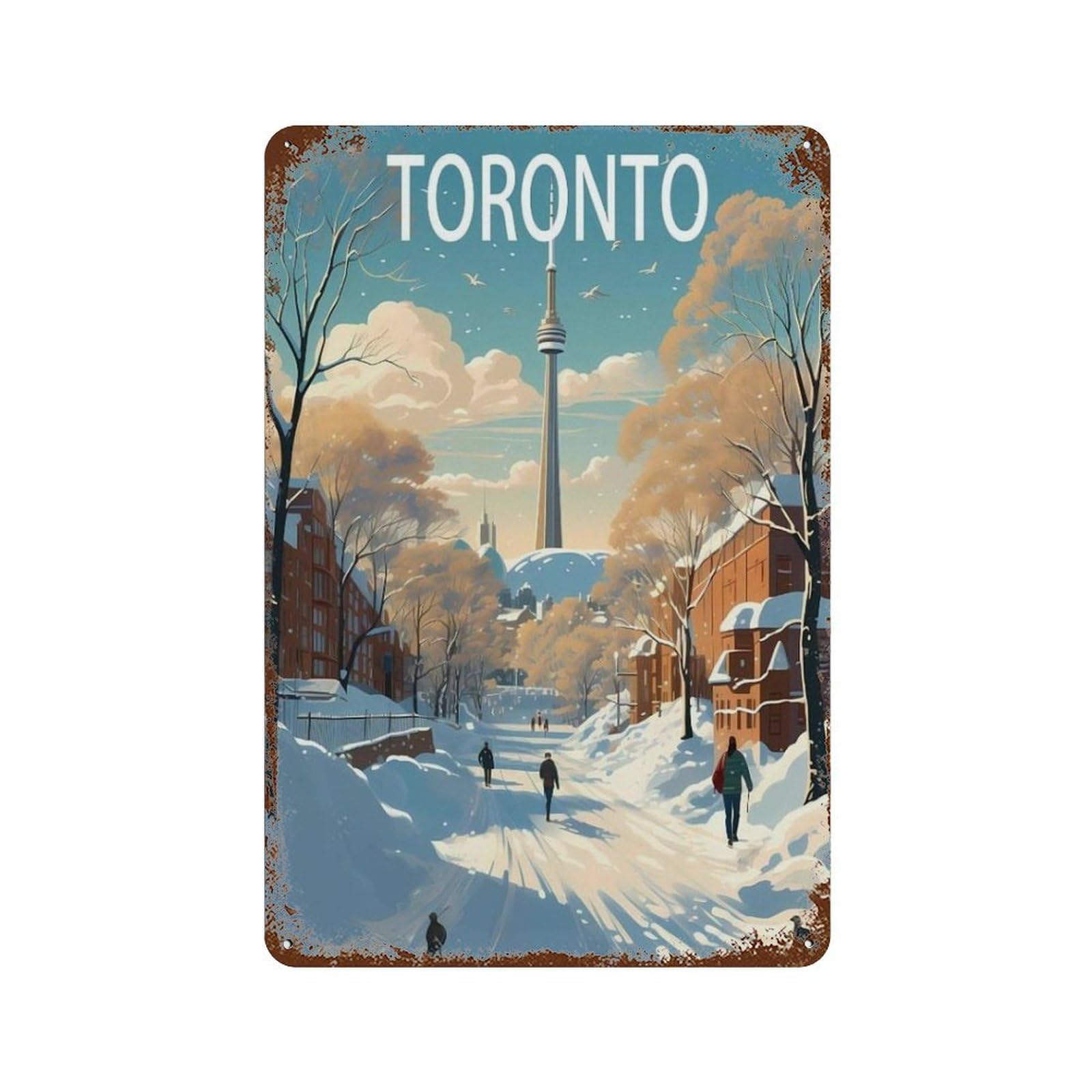 Pgcksk A29 Toronto Canada Ski，Metal Tin Sign,For Farmhouse Home Bathroom Garage Cafe Office Kitchen Restaurant Man Cave Vintage Art Wall Decor Poster(20X30cm）8X12 Inch-T50