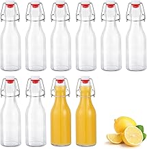 Lot de 10 Bouteille en Verre avec Bouchon Mécanique 250ml, Bouteille en Verre avec Bouchon, Bouteille Vide Verre pour Liqueurs, Huile, Vinaigrette, Bière, Jus