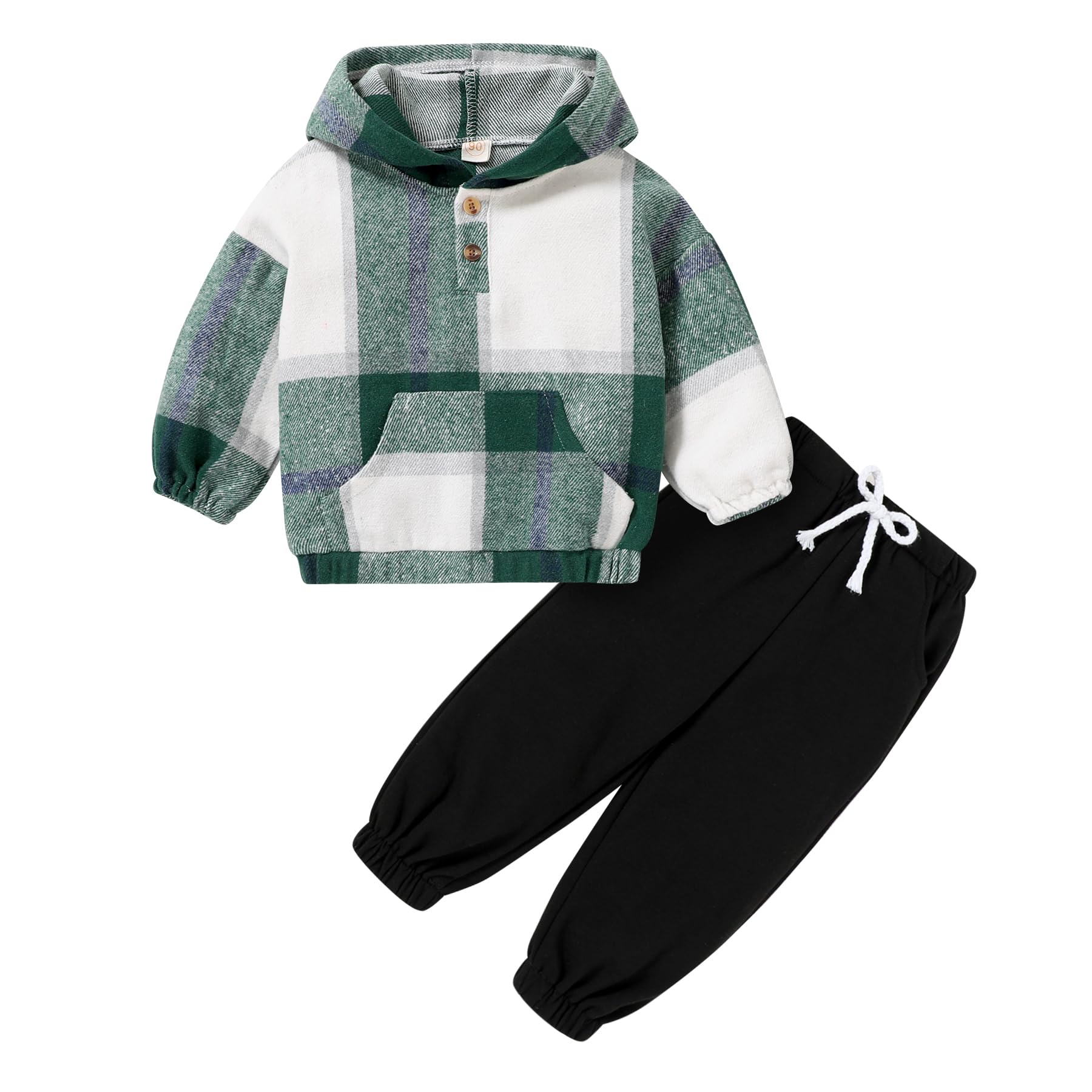 3PCS Toddler Baby Boy Clothes Plaid Long Sleeve Button Down Hoodie+T-Shirt+Overalls Clothing Pant Set Kids Fall Winter Outfit