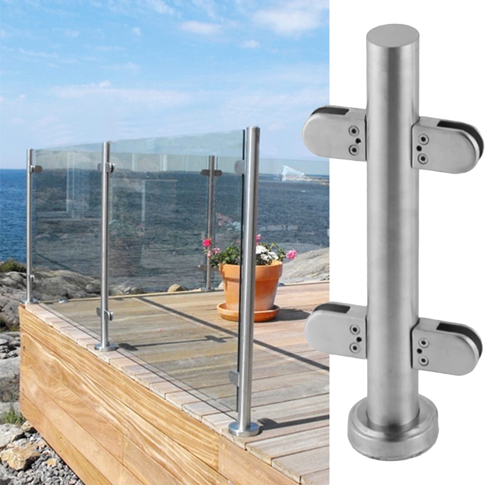 Pince de garde-corps en verre au sol pour sublimer la vue de votre balcon moderne