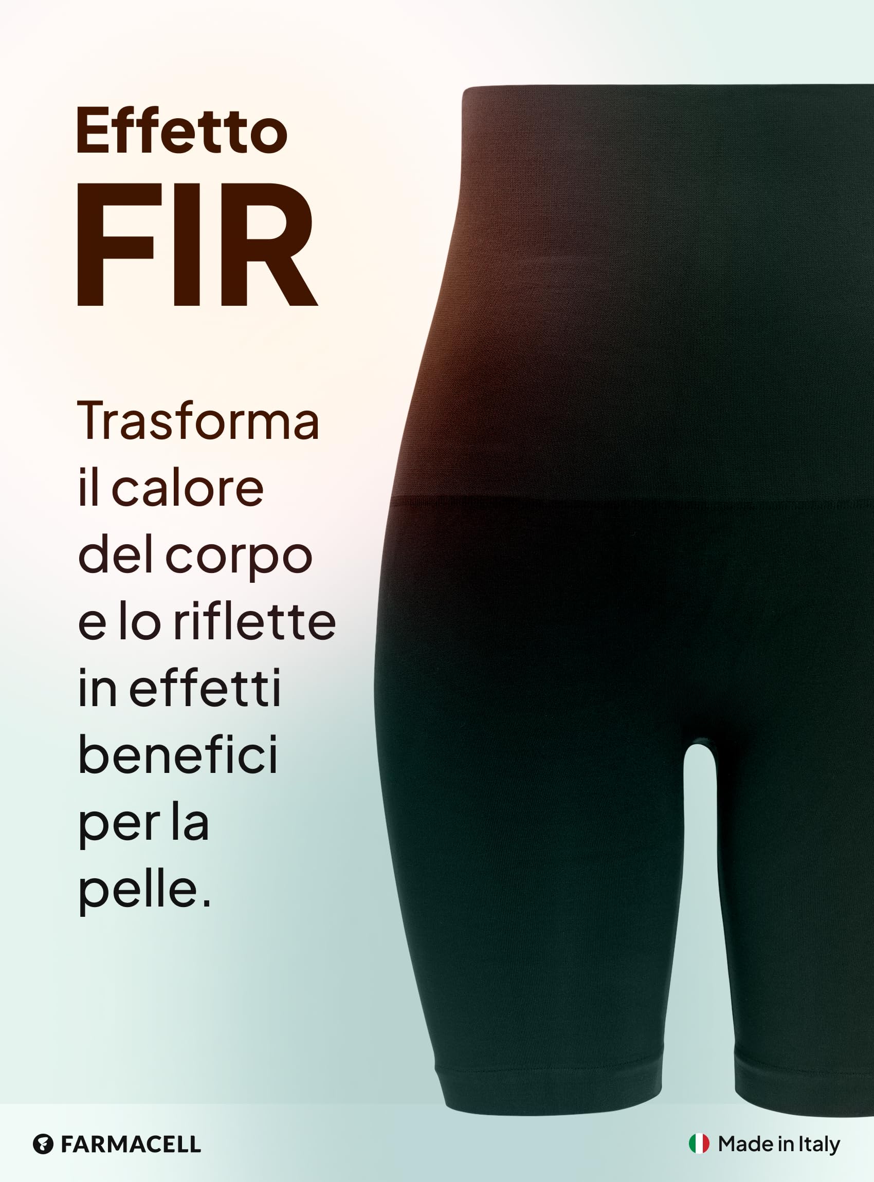 FarmaCell Guaina Contenitiva Donna Anticellulite a Vita Alta Risvoltabile, Intimo Modellante con Effetto Fir, Made in Italy, 603Y