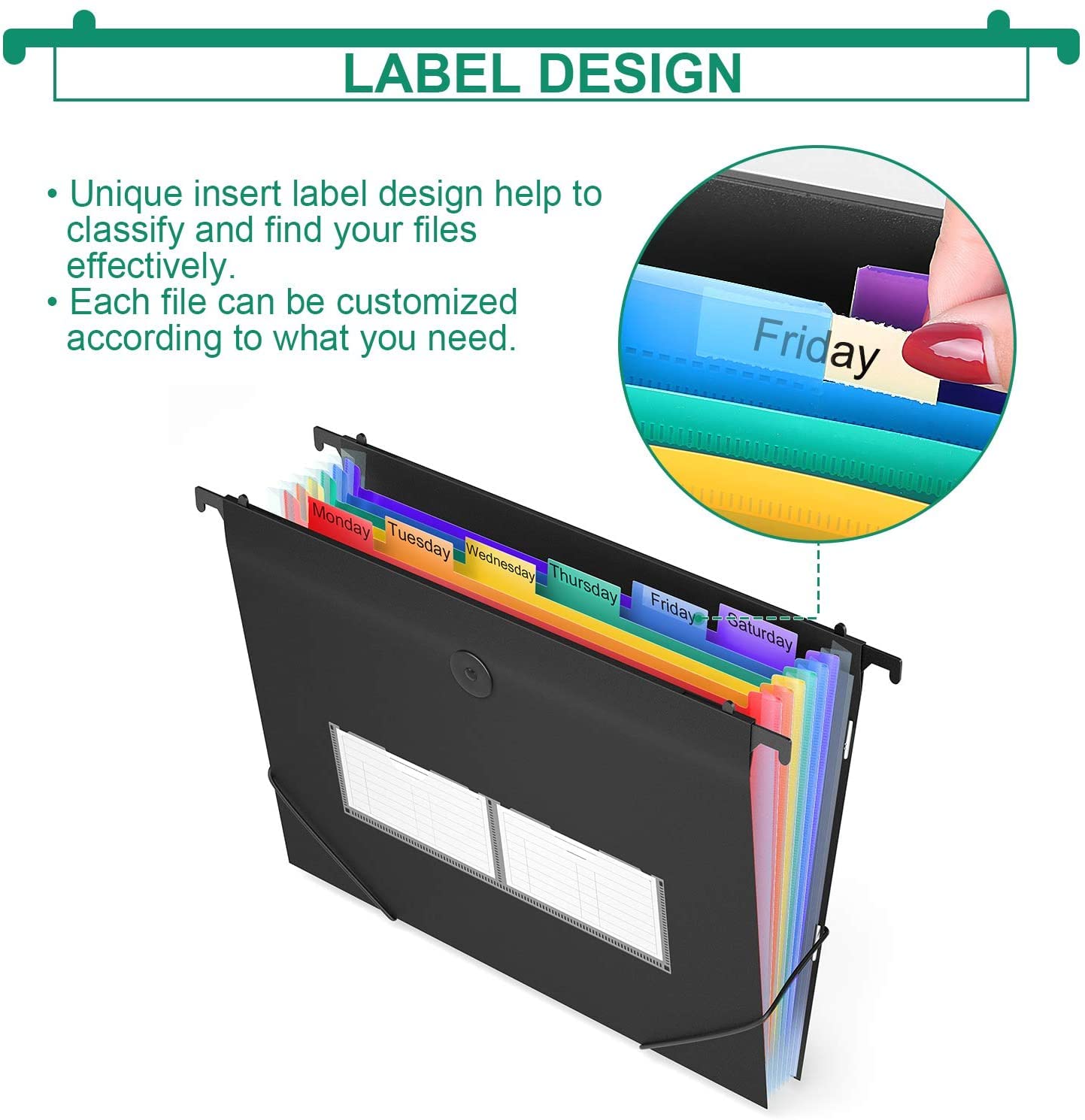 Buy Hanging File Folders Letter Size 7 Pockets Accordian File Organizer