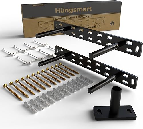 Miniatura 47 de Soporte de estante flotante resistente de 4 x 22 pulgadas - Soporte de estantes de pared largos, accesorios de estante flotante ocultos, soportes