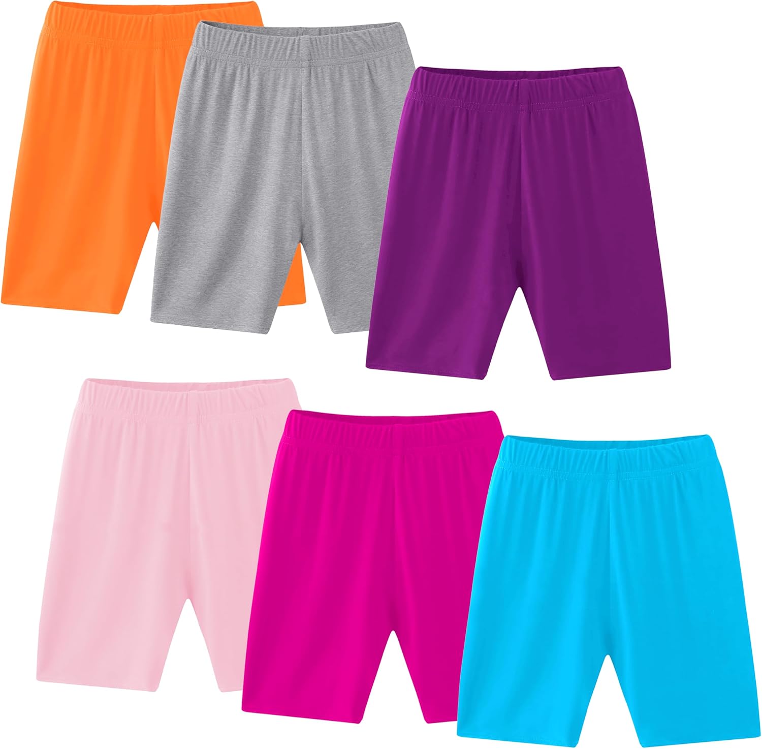 6 Pack Girls Dance Shorts Breathable Bike Shorts for Sports Play Underdress 3-12Y