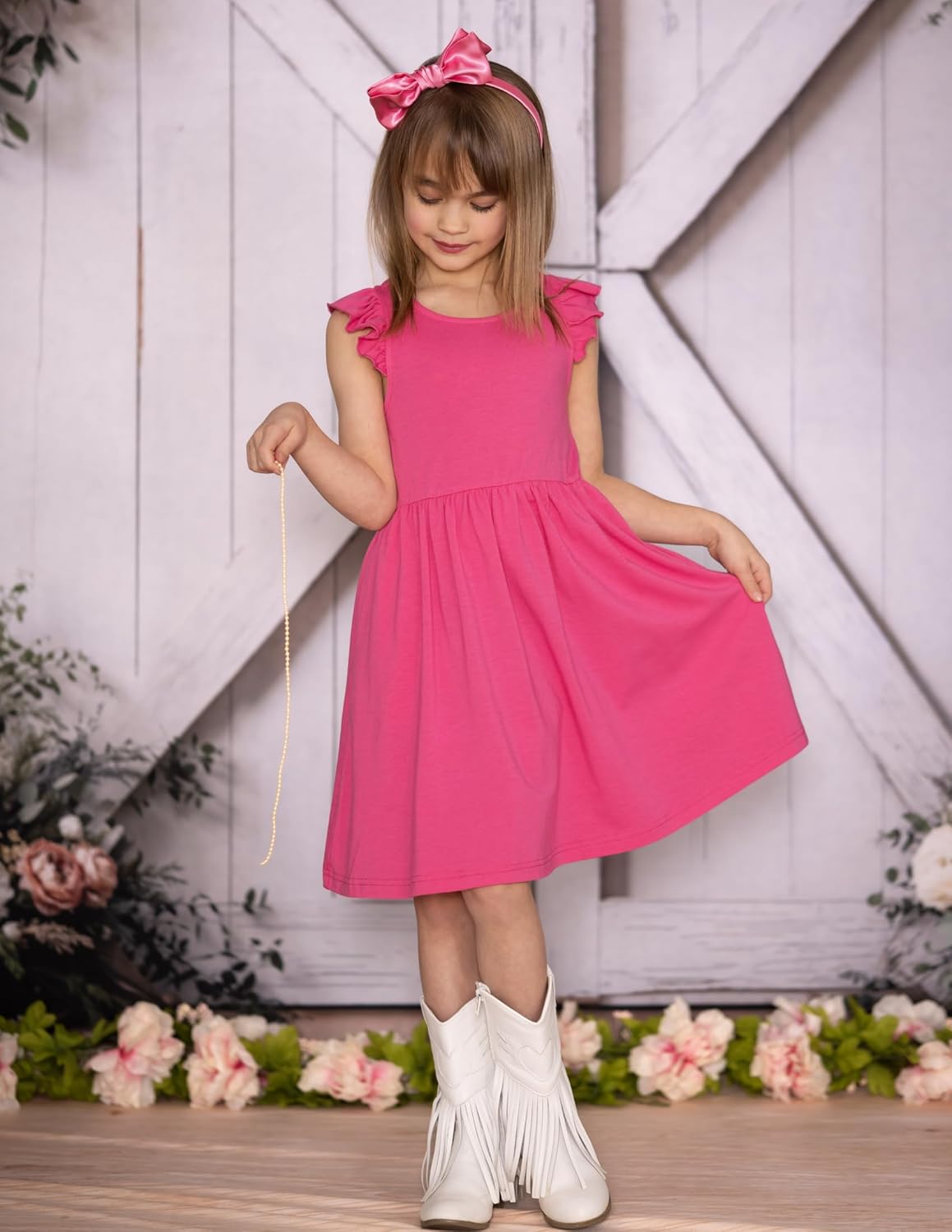 Arshiner Toddler Dress Girls Summer Ruffle Sleeve Backless Dresses Casual Sundress with Pockets 2-8Y - Image 6