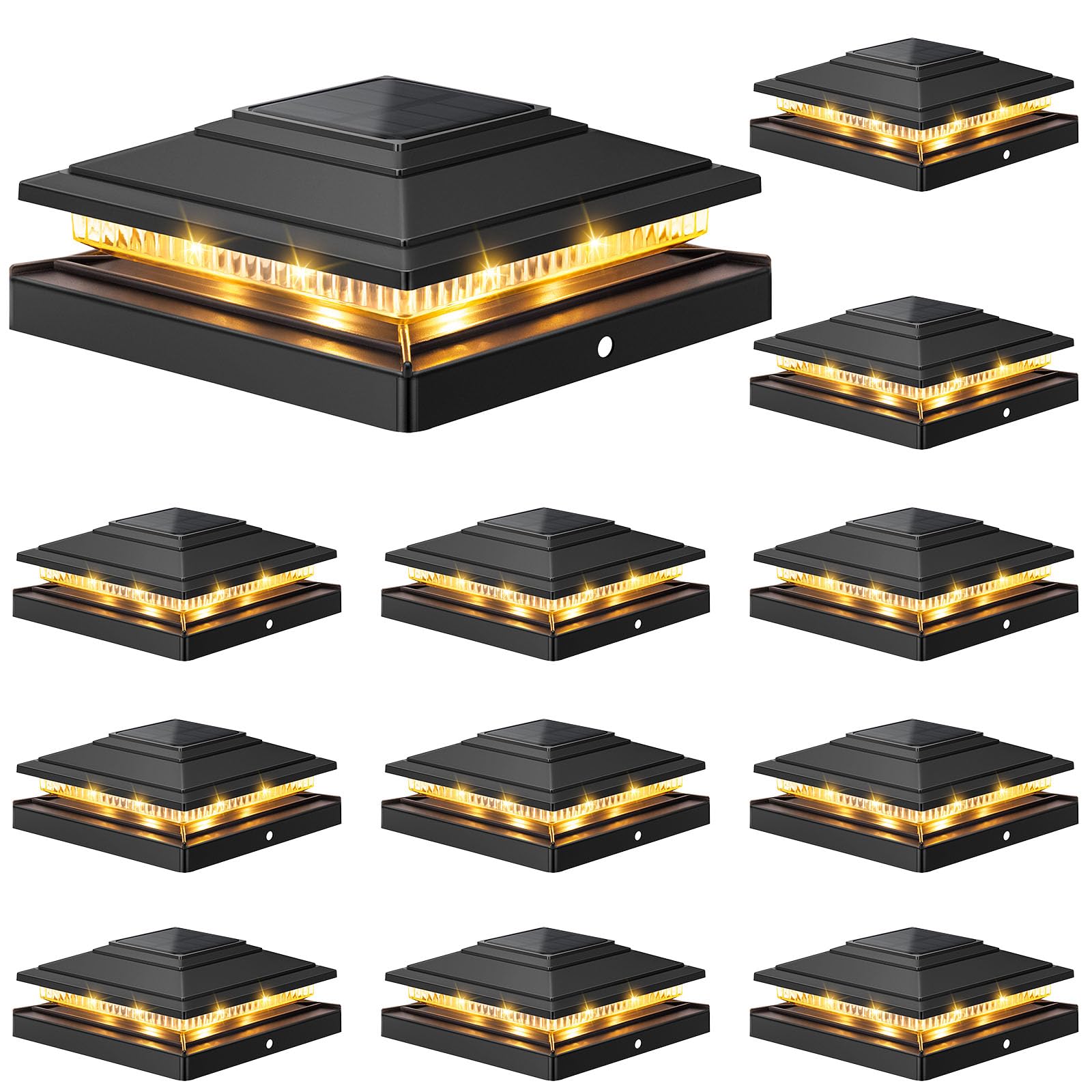 Photo 1 of APONUO Solar Post Cap Lights 12-Pack Black IP64