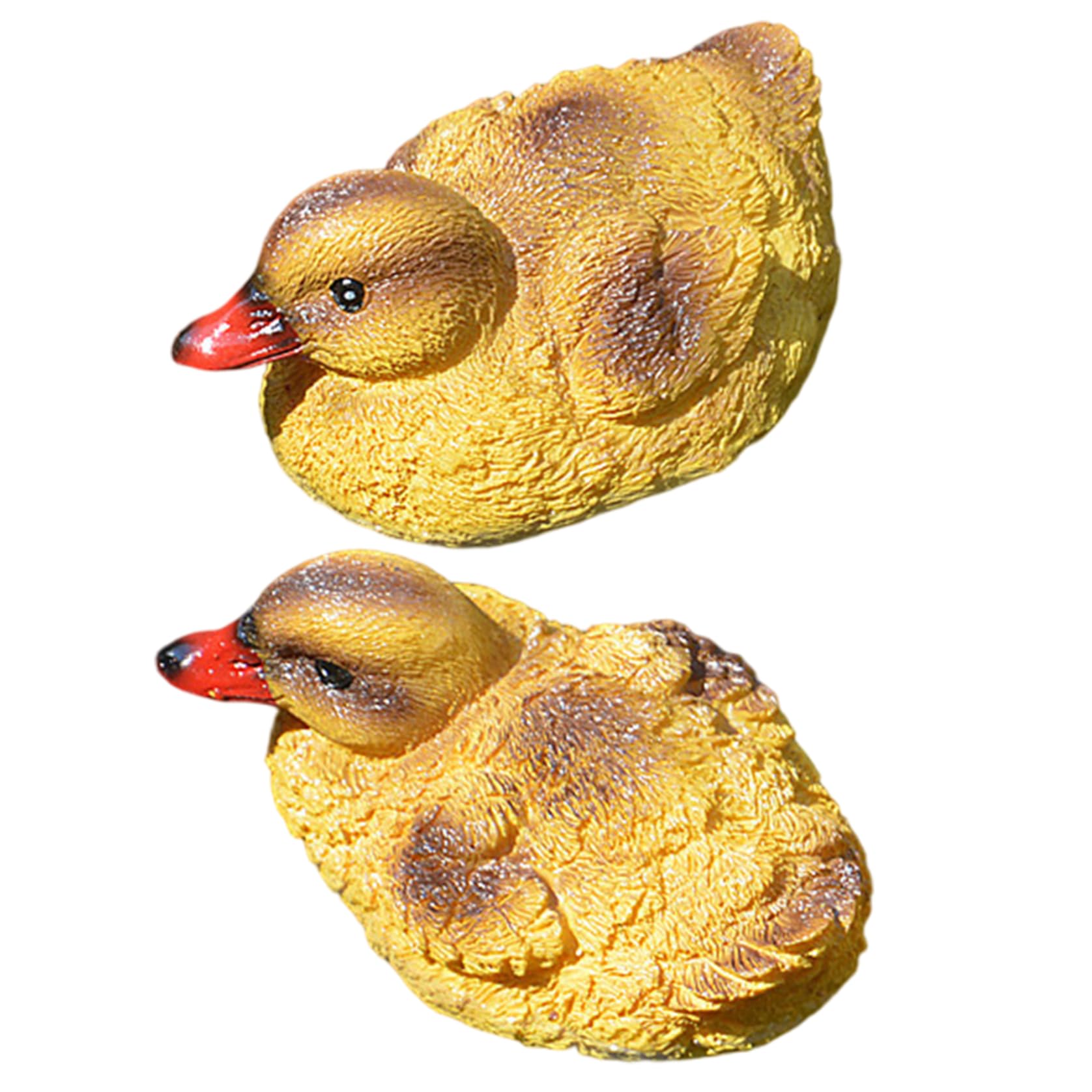 Wedhapy Duck Figurine 2Pcs Duck Statue, Black Yellow Resin, Lifelike Floating Duckling Miniature Statue Ornament for Garden Pool Pond Fountain Lawn Decor