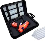 Liumai Mini Kit de pistolet à colle chaude avec bâtonnets à colle (7.2" Longue x 0.27" Diamètre, 30 Compte, clair), pistolet à colle à fusion chaude & Affaire (8.4" x 6.3" x 2", Noir) pour l'artisanat, DIY, et de réparation de maison Orange