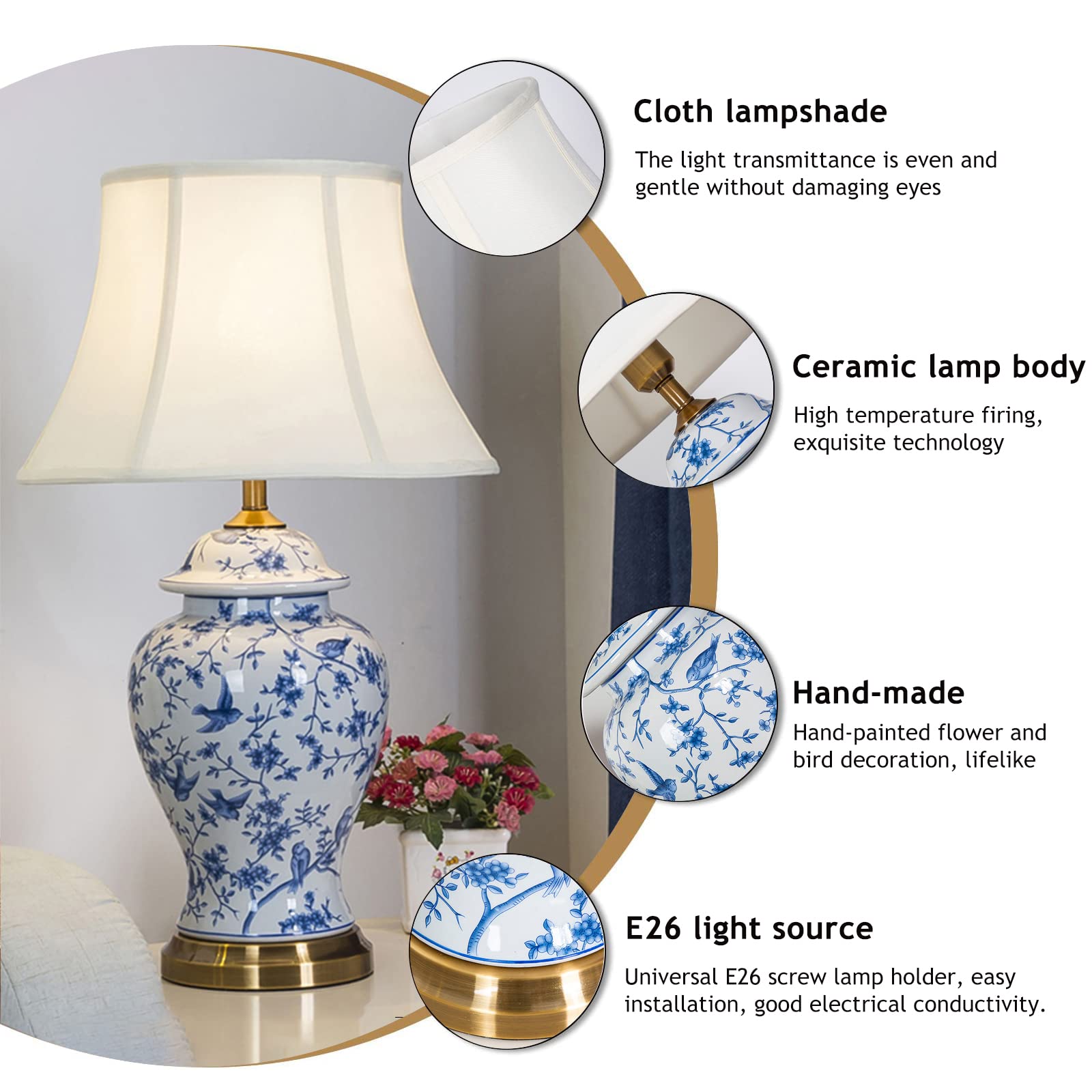 Lamp Blue ランプ ブルー 美品 Bilinda Bucchers Amazon.com: PSXPSXO Blue & White Ceramic Table Lamp 22