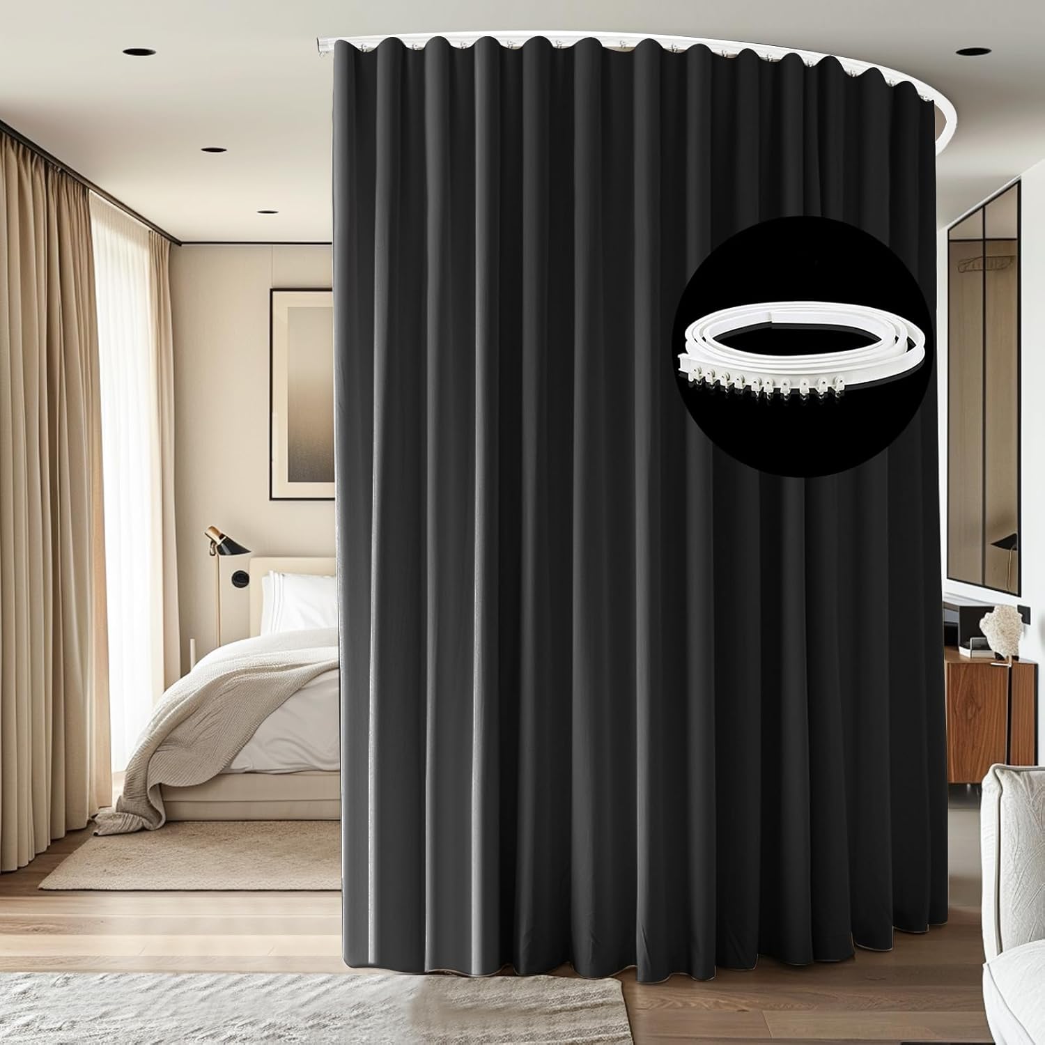 Room Divider Ceiling Mounted Curtains Track Sets Extra Wide Blackout Curtain Flexible Tracks for Bedroom Privacy Partition Separator