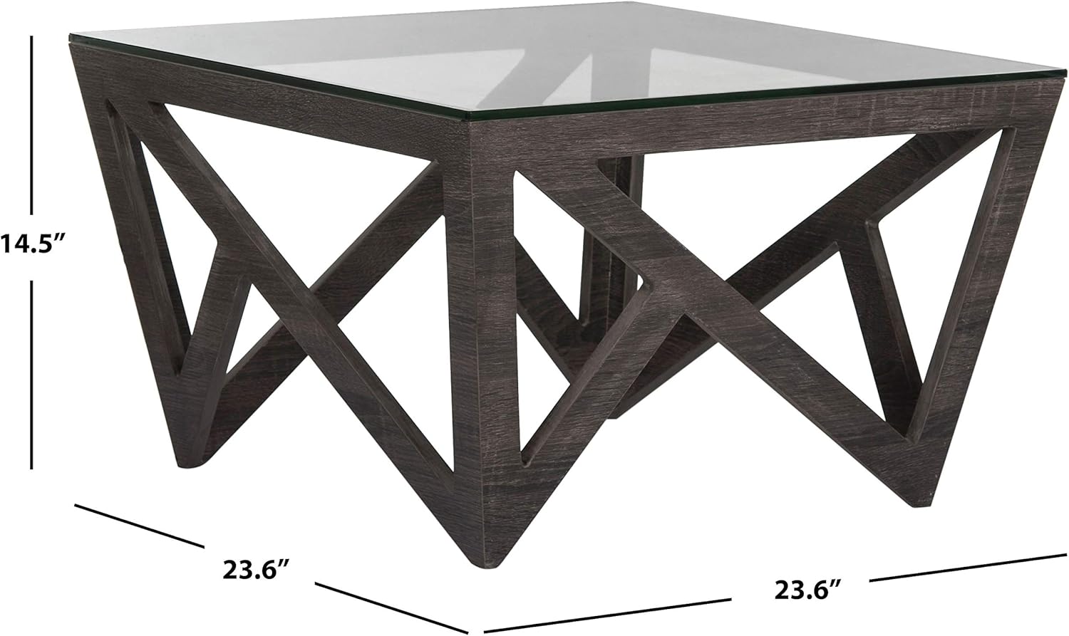 Safavieh Home Collection Radley Dark Grey Geometric Glass Top Square Coffee Table