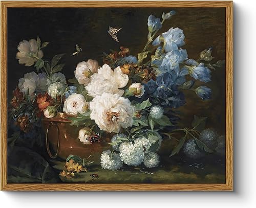 ARPEOTCY Arte de pared enmarcado floral, arbustos de rosas de jardín, decoración de baño, arte estético, arte de lienzo de 9 x 11 pulgadas,