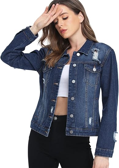 MISS MOLY Women's Denim Jackets Button Up Long Sleeve Basic Trendy Trucker Jackets
