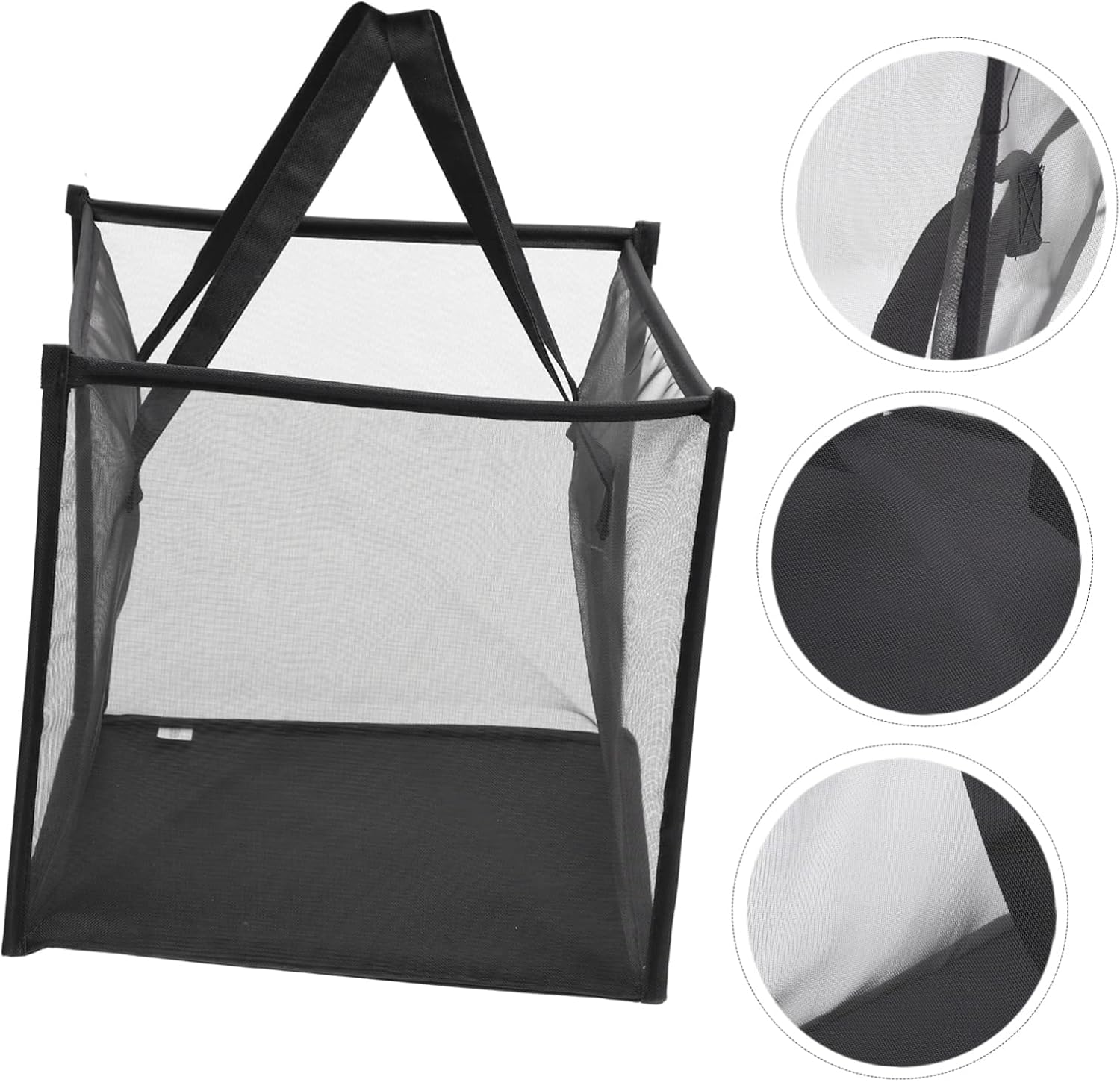 IMIKEYA Collapsible Mesh Laundry Basket with Handles Breathable Storage Hamper for Clothes Blankets Lightweight Foldable Home Organizer for Bedroom and Bathroom