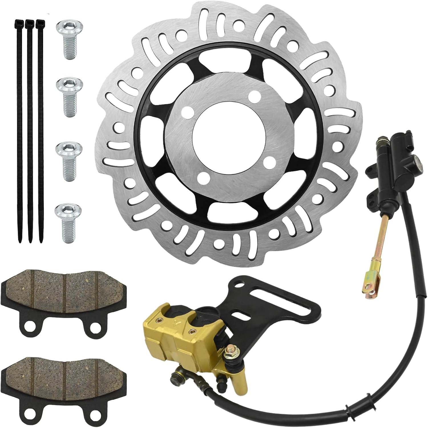 12mm Rear Disc Hydraulic Brake Master Cylinder Caliper Assembly Pad, Replacement for 70cc 110cc 125cc 140cc 150cc Chinese Pit Dirt Bike Replacement for Apollo