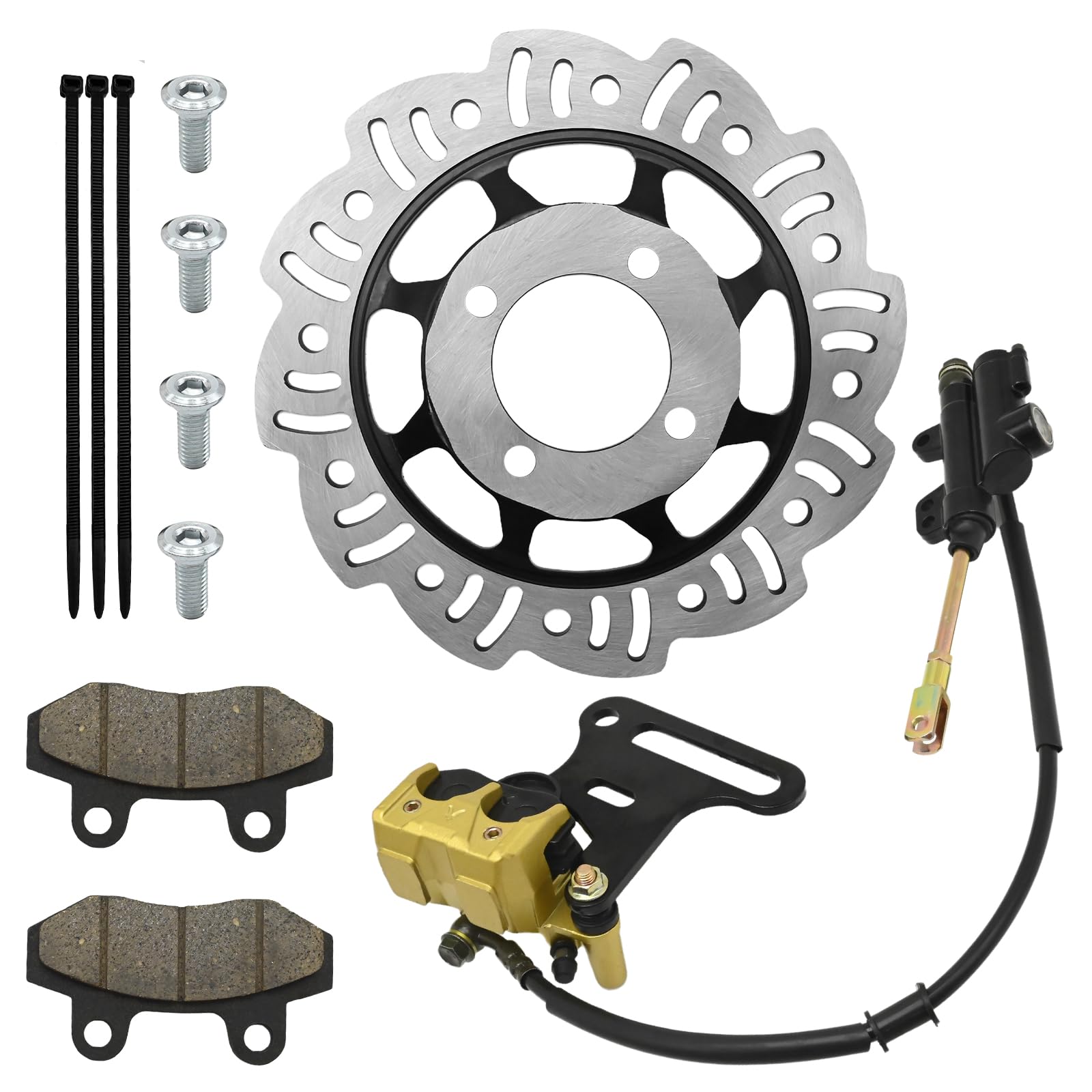 Photo 1 of Zreneyfex 12mm Rear Disc Hydraulic Brake Master Cylinder Caliper Assembly Pad, Replacement for 70cc 110cc 125cc 140cc 150cc Chinese Pit Dirt Bike Replacement for Apollo