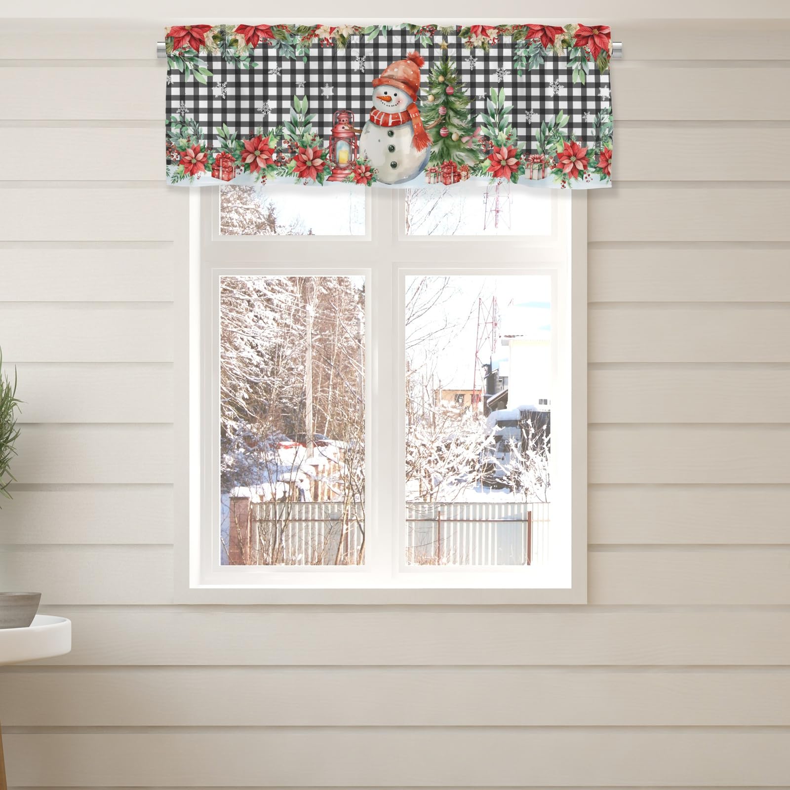 Curtains Valance,Christmas Snowman Window Valance Short Curtains,Blackout Curtain Valances,Curtains Rod Pocket Valances,Christmas Window Curtains for Kitchen Window Bathroom Living Room Bedroom