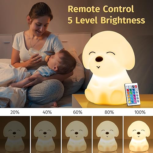 Miniatura 4 de Onefire - Luces nocturnas de regalo para perros para niños, control remoto + lámpara de luz nocturna LED de 16 colores, luz nocturna regulable para